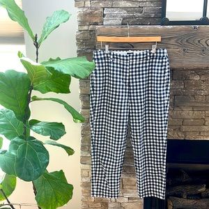 J. Crew navy and white plaid linen blend pants 10